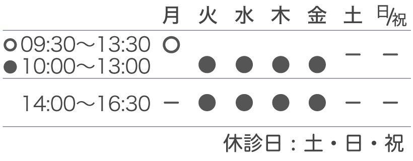 診療時間カレンダー